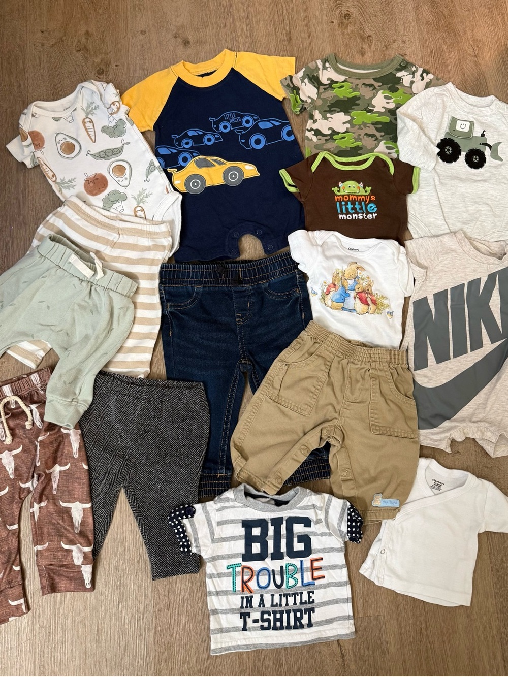 Assorted Kids Clothing Bundle - Blue, Green, Brown, Tan Pieces